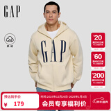 GAP男女装2025秋季新款logo印花抓绒宽松运动连帽衫卫衣786920 米色 S (165/88A)亚洲尺码