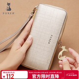 金狐狸（FOXER）牛皮女士钱包大容量长款卡包钱票夹手拿包零钱包圣诞节礼物送女友