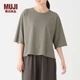 MUJI MUJI 女式 新疆棉珠地网眼编织 七分袖T恤 W9AB750 灰色 XS-S