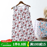 AB内衣夏季新品薄款纯棉圆领睡衣全棉宽松大码妈妈装家居服睡裙女 红菊 XL (165/95)