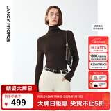 朗姿骐骥红【羊毛Basic衣橱】纯羊毛毛针织衫冬季新款修身长袖毛衣 棕色 M