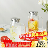 乐扣乐扣（LOCK&LOCK）凉水壶耐热玻璃泡茶柠檬水果水杯子带把家用大容量玻璃茶水杯1.2L