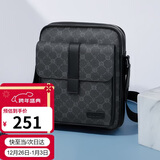 高尔夫GOLF单肩包男士大容量时尚印花斜挎包男竖款可装ipad手机包商务休闲小方包随身挂包男5I798466J灰配黑