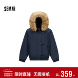 森马（Semir）羽绒服女冬季可脱卸毛领牛角扣80绒子2025学院风外套109725113026