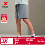特步短裤男五分裤夏装新款宽松运动裤透气速干裤跑步健身男裤子 珍珠灰-0207 L