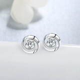 丝芙蒂（silverdews）999银饰四叶草耳钉女气质日韩国个性简约创意潮人学生耳环耳饰品 999足银（旋转 四叶草耳钉一对）