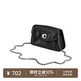 裘真信封包女链条斜挎单肩包休闲复古小包植鞣头层牛皮包包 黑色-小号
