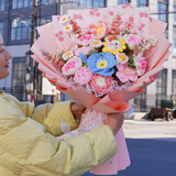 彼遇生日礼物女送女生手工针织毛线豪华大花束结婚纪念日高级粉色浪漫