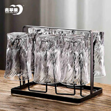 青苹果玻璃水杯架 黑色轻奢不锈钢玻璃杯架 酒杯玻璃杯牛奶杯茶杯杯架