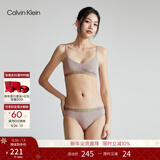 Calvin Klein内衣女士美拉德提花轻运动舒适ck薄垫柔软上托无钢圈美背文胸 PET-灰咖色 L