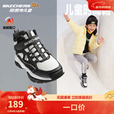 Skechers斯凯奇儿童绒绒靴男女童冬季防滑儿童加绒运动鞋中帮棉靴302527L 鞋口加绒/白色/黑色/WBK 36