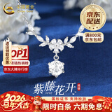 中国黄金紫藤花足银项链女百搭气质高级感生日新年情人情人节礼物送女朋友 （定制贺卡拍）足银*紫藤花开项链【品牌礼盒】