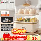 志高（CHIGO）煮蛋器蒸蛋器 电蒸锅双层多功能早餐蒸煮一体机2-3人 小型鸡蛋羹神器一人用高温自动断电2025款204