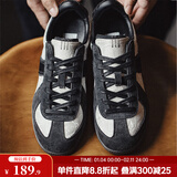 马登经典复古德训鞋男款运动休闲板鞋小白鞋平底健身训练阿甘鞋子 墨黑色 /国风款/国潮刺绣男士休闲鞋 42 (260mm) 男码
