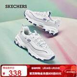 斯凯奇（Skechers）【新年礼物】小白熊女士休闲鞋厚底百搭运动软底老爹鞋99999863 白色/海军蓝色/WNV 37