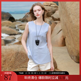 三彩2025夏季新款扭结小衫V领设计感无袖上衣宽松小清新M 湖水蓝 M 160/84A