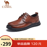 骆驼（CAMEL）复古擦色牛皮耐磨软底秋大头休闲商务皮鞋男 G13S201051 黄棕 42