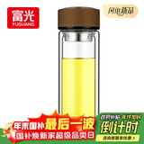 富光男女士双层玻璃杯 高硼硅玻璃304茶隔水杯子 带茶隔泡茶杯320ml