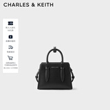 CHARLES&KEITH插带兔耳托特包手提斜挎包婚包包女包生日礼物CK2-50781362 Black黑色 M