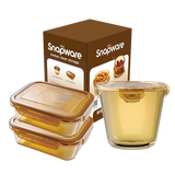 康宁餐具 3件套玻璃饭盒便当盒保鲜盒 耐热玻璃盒体可进微波炉蒸烤箱 600ml+600ml+700ml（礼盒包装）