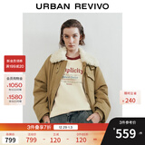 UR2025冬季新款女装休闲复古工装风羊羔毛领羽绒服UYL150036+ 卡其 (偏宽松) S