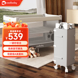 coolbaby婴儿床可调高度可移动拼接床多功能折叠新生儿宝宝床灰色基础款