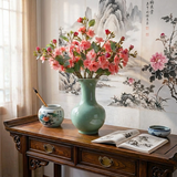 匠心绽放仿真山茶花田园假花橱窗装饰家居桌花客厅电视柜摆放摆件粉色2束