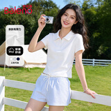 班尼路（Baleno）收褶polo短袖t恤女2026夏新款时尚休闲亲肤舒适透气正肩显瘦上衣