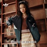 adidas经典宽松运动夹克外套男女春季阿迪达斯官方三叶草 黑色/绿色/白色   L