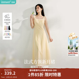 茵曼（INMAN）章若楠同款欧若风法式吊带连衣裙2025夏季新品女装淡鹅黄色裙子 浅黄色 (方领) S