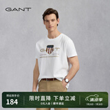 GANT/甘特【100%棉】男女情侣款学院风美式休闲圆领短袖重磅T恤 110白色 L