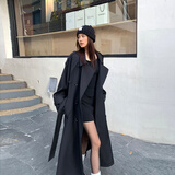 GARNUO卡其色风衣外套女中长款2026春秋新款小个子高级感英伦风休闲大衣 黑色 S 【80-110斤】