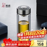 希诺（heenoor）双层玻璃杯高档商务办公车载水杯男家用透明泡茶杯子 345mL