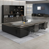 天楷老板桌办公桌简约现代大班台总裁桌经理桌办公家具办公桌椅组合 黑橡木色【E0环保材料】 2.0米老板桌+侧柜