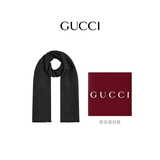 古驰（GUCCI）男女同款经典双G双面印花流苏爆款围巾黑色 165904 3G646 1000