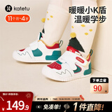 卡特兔宝宝学步鞋秋冬宝宝棉鞋男童加绒二棉童鞋1-3岁软底机能鞋小K盾 白绿红-加绒 23 内长14.0cm 脚长13.0-13.5