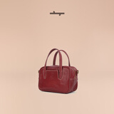 食草堂【元旦礼物】女包方糖保龄球头层植鞣牛皮手提斜挎小方包轻奢礼物 mini红色【日常逛街】