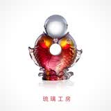 琉璃工房LIULI LIVING 桌面琉璃摆件  双鱼转如意  红紫琥珀透明琉璃珠