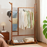 木马人衣帽架落地卧室挂衣架简易家用室内衣服架晾衣架折叠移动宿舍置物 升级款-茶色60长