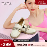 他她（TATA）通勤百搭乐福鞋春季新款方跟小皮鞋女单鞋WCPA1AA3 米白 37