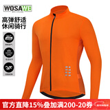 沃萨维（WOSAWE）春秋季公路车薄款长袖自行车骑行服高弹透气速干山地车短袖上衣男 初适-橙色长袖 吸湿排汗 L (适合70-80KG）