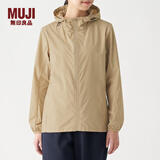 MUJI女式 不易沾水便携 防风夹克 运动服 短外套 BDF02A0S 浅米色 XL