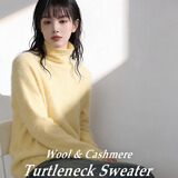 【京东直采】2026新年羊绒羊毛拉绒衫女士百搭打底毛衣无缝针织衫 淡黄（堆堆领） 均码 （90-145斤） 【3-15天发货】