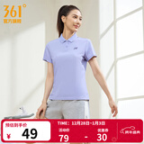 361°运动翻领t恤2025年春夏季新款休闲透气短袖情侣POLO衫开学季 【女款】淡薄紫 L