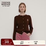 Teenie Weenie小熊秋季绵羊毛软糯毛针织开衫简约通勤毛衣外套女装 棕色 XS (155)