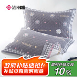 洁丽雅（Grace）抗菌枕巾 三层纱布吸湿透气枕头巾 花香-深灰78*52cm一对装