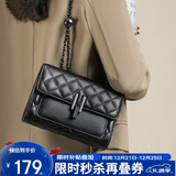 红蜻蜓包包女包真牛皮金珠链单肩斜挎腋下包送女友圣诞节新年生日礼物