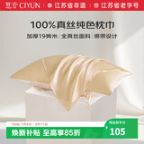 慈云纯色真丝枕套 19姆米100%桑蚕丝绸单面枕头套单只装香槟金74*48cm