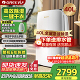 格力（GREE）【轻音干衣除湿】除湿机家用抽湿机40升/天低噪除潮防霉吸湿抽湿器智能控湿单间≤80㎡DH40EF