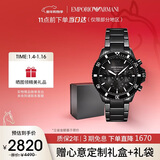 EMPORIO ARMANI阿玛尼手表男士黑武士系列 酷黑石英表陶瓷表带生日送男友AR70010